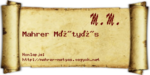 Mahrer Mátyás névjegykártya